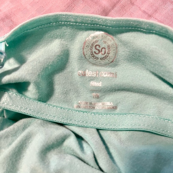 Aqua Tank Top Girls 7/8 Spaghetti Strap So “Cutest Cami” Lined Built-in Bra - Picture 9 of 12